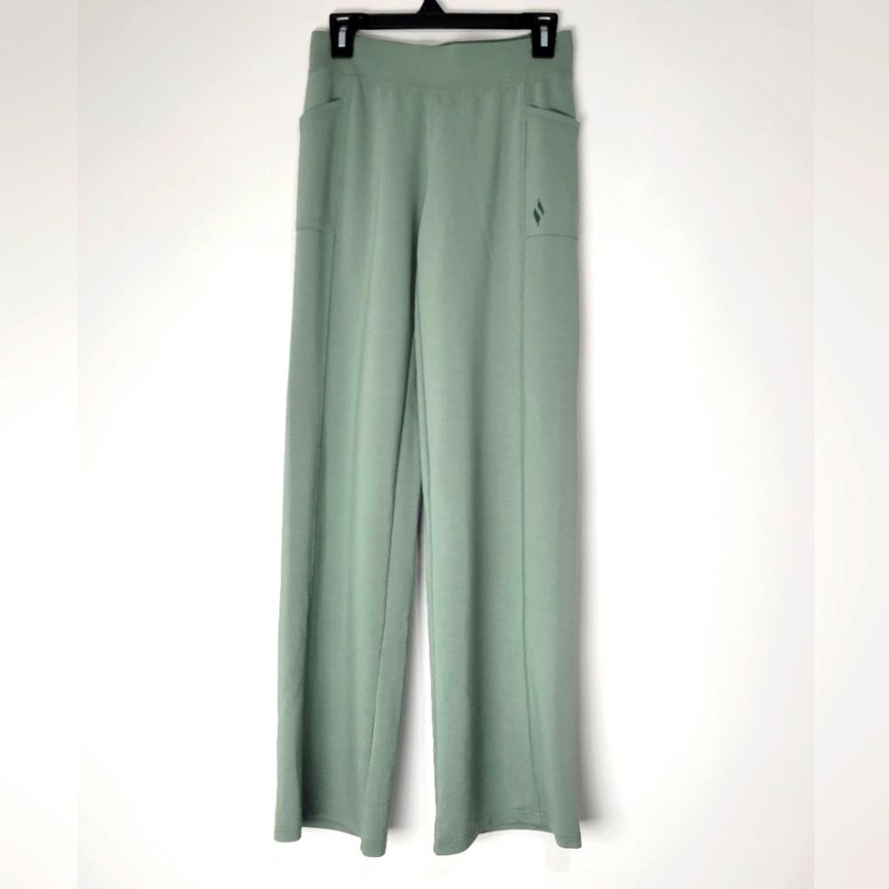 SKECHERS WOMEN'S ATHLETIC PULL ON WIDE LEG GREEN PANTS SIZE XS